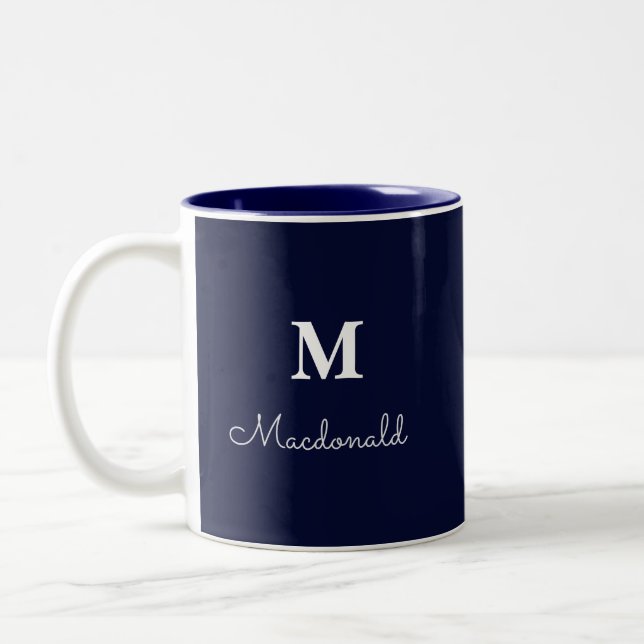 Elegant Simple Custom Monogram  Two-Tone Coffee Mug (Left)