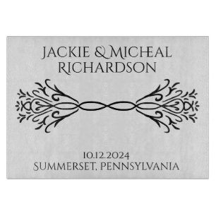 Elegant Simple Custom Names Date Wedding Gift Cutting Board