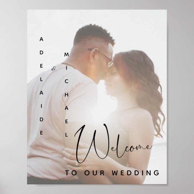 Elegant Simple Custom Photo Wedding Welcome Poster (Front)