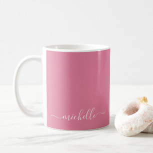 Elegant Simple Custom Text Name Color Blush Pink Coffee Mug