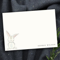 Elegant Simple Cute Blue Pink Bunny Kids Birthday