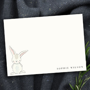 Elegant Simple Cute Blue Pink Bunny Kids Birthday Card