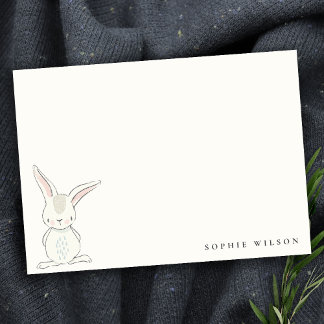 Elegant Simple Cute Blue Pink Bunny Kids Birthday Card