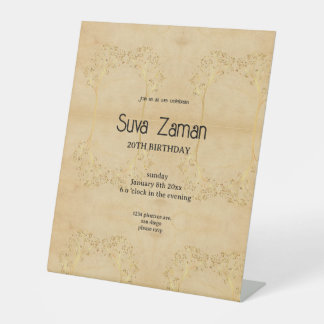 Elegant Simple Cute Grey 20th Birthday Pedestal Sign