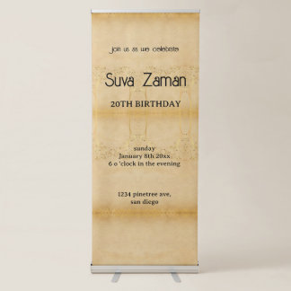 Elegant Simple Cute Grey 20th Birthday Retractable Banner
