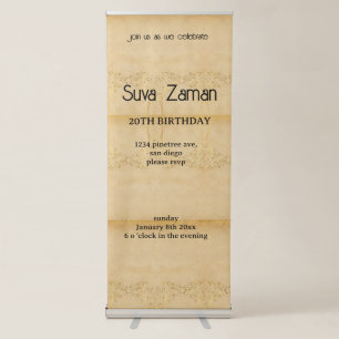 Elegant Simple Cute Grey 20th Birthday Retractable Banner