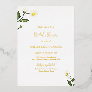 Elegant Simple Daisy Floral Bridal Shower Gold