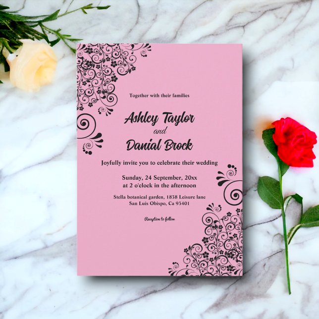 Elegant Simple Decorative Blush Floral Wedding Invitation (Creator Uploaded)