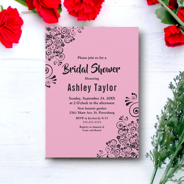 Elegant Simple Decorative Floral Bridal Shower Invitation (Creator Uploaded)