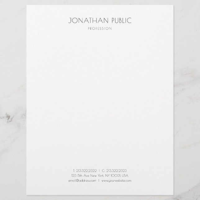 Elegant Simple Design Black White Template Modern Custom Letterhead (Front)