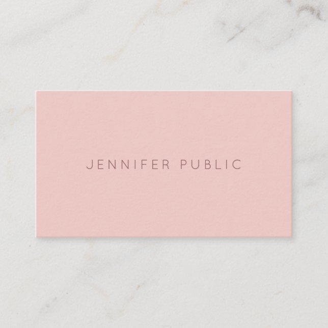Elegant Simple Design Blush Pink Modern Template Business Card (Front)