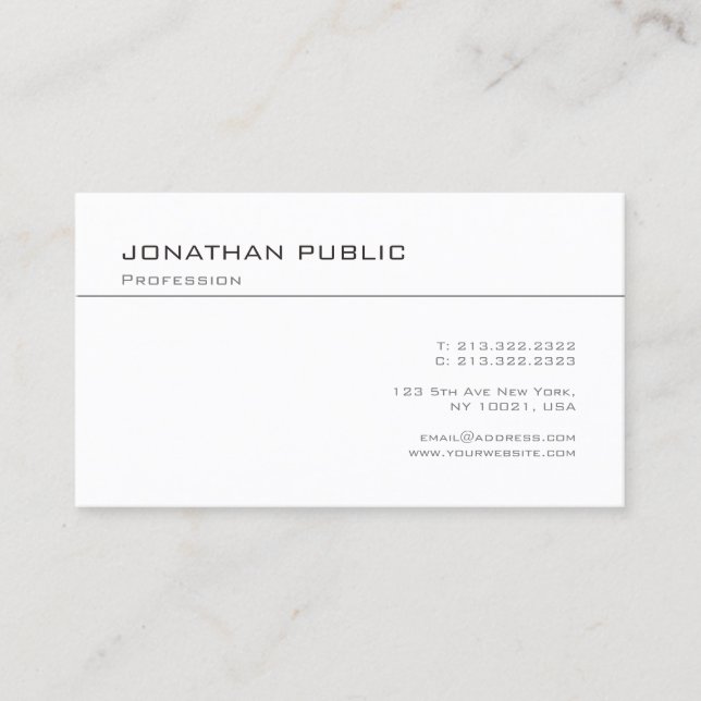 Elegant Simple Design Modern Trendy Plain Minimal Business Card (Front)