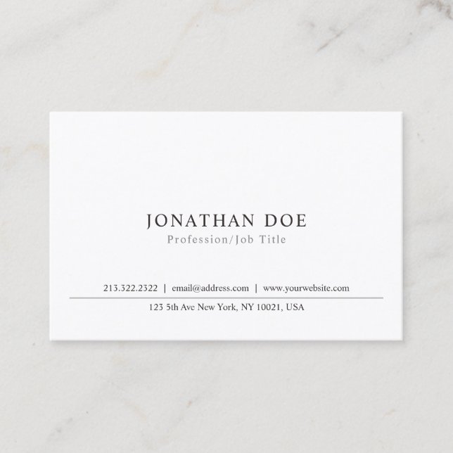 Elegant Simple Design Professional Classic Plain Business Card (Front)