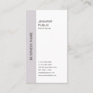 Elegant Simple Design Purple White Trendy Plain Business Card