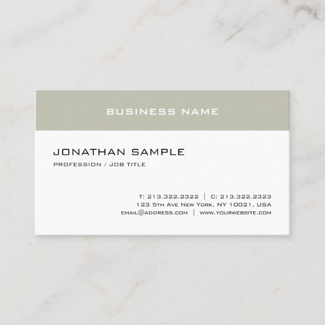 Elegant Simple Design Template Trendy Modern Top Business Card (Front)