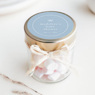 Elegant Simple Dusty Blue Boys Baby Shower Classic Round Sticker