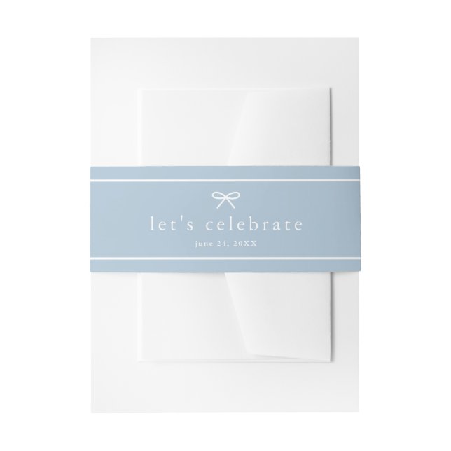 Elegant Simple Dusty Blue Boys Baby Shower Invitation Belly Band (Front Example)