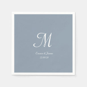 Elegant Simple Dusty Blue Monogram Wedding Party Napkin