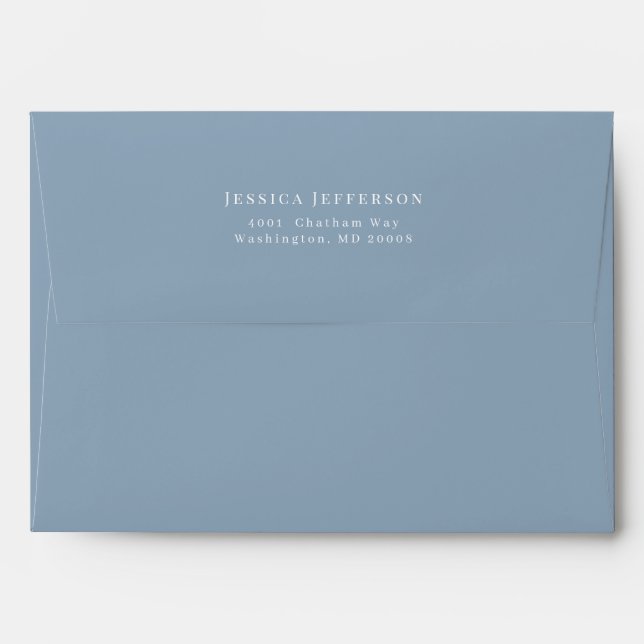 Elegant Simple Dusty Blue Wedding Invitation Envelope (Back (Top Flap))