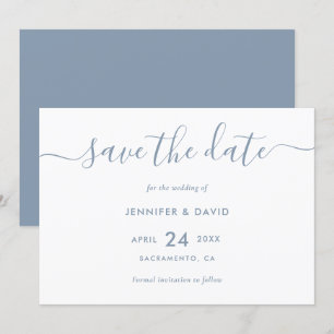 Elegant Simple Dusty Blue Wedding Save The Date
