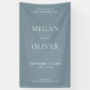 Elegant Simple Dusty Blue Wedding Welcome Banner