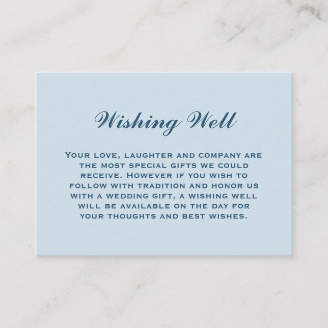 Elegant Simple Dusty Blue Wedding Wishing Well Enclosure Card (Front)