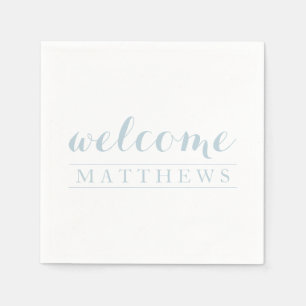 Elegant simple dusty blue Welcome Paper Napkin