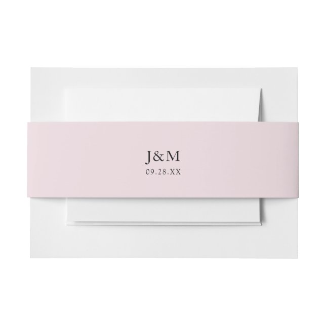 Elegant Simple Dusty Pink Initials Wedding Invitation Belly Band (Front Example)