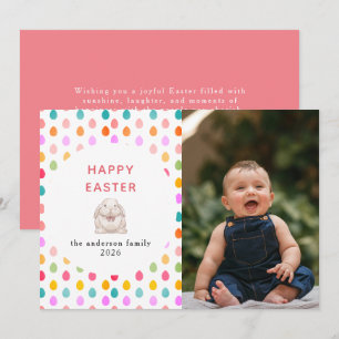 Elegant Simple Eggs Pattern Happy Easter Photo Holiday Card