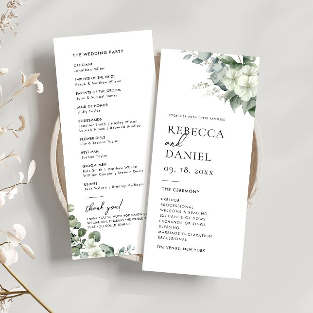 Elegant Simple Eucalyptus Greenery Wedding Program Invitation (Creator Uploaded)