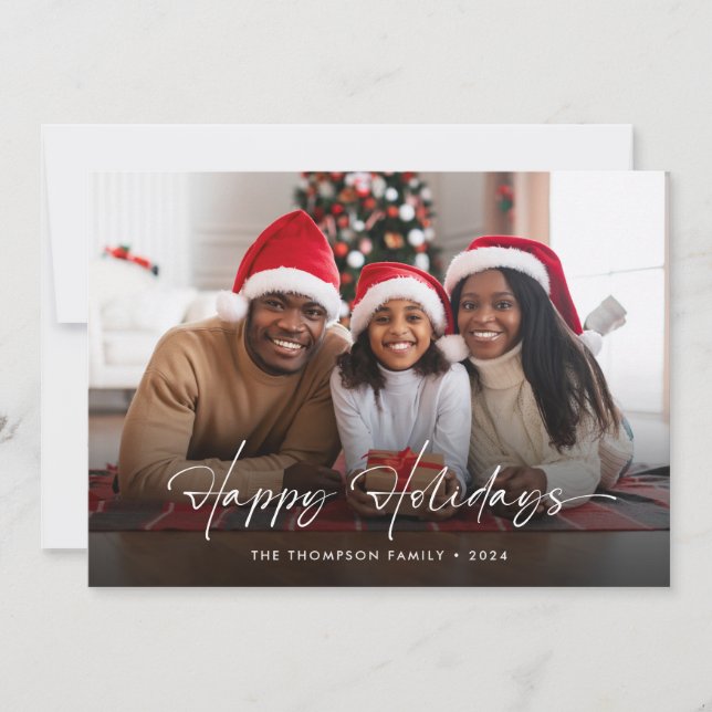 Elegant Simple Family Photo 2024 Holiday Card (Front)