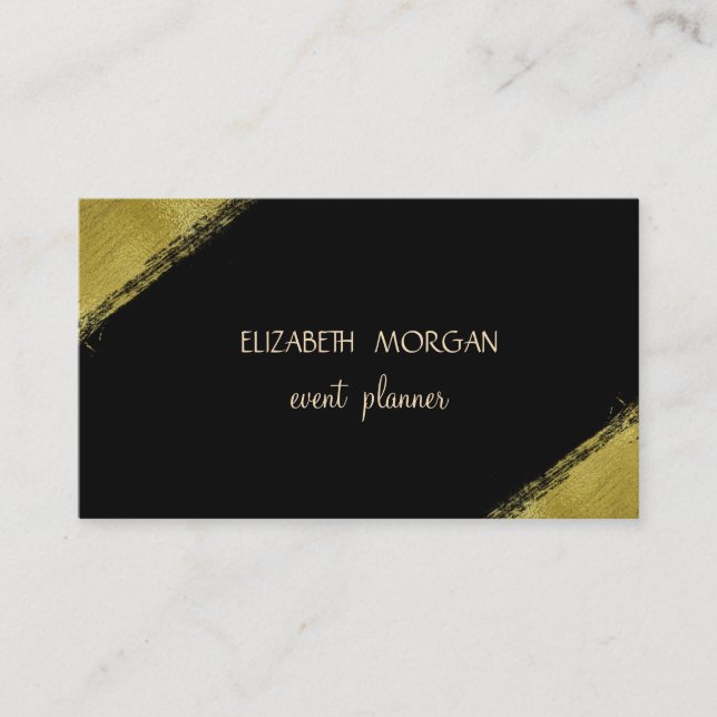 Elegant Simple Faux Gold ,Black Business Card (Front)