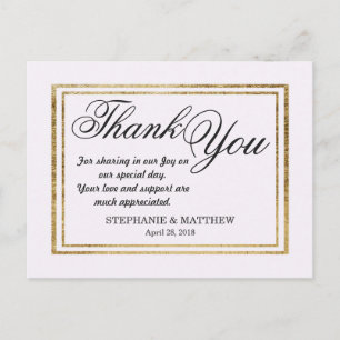 Elegant Simple Faux Gold Outline and White Postcard