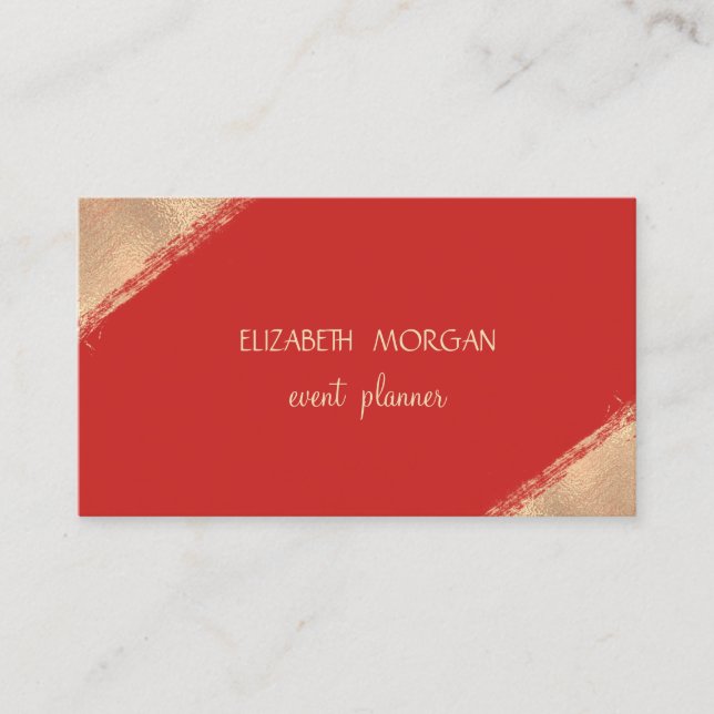 Elegant Simple Faux Gold ,Red Business Card (Front)