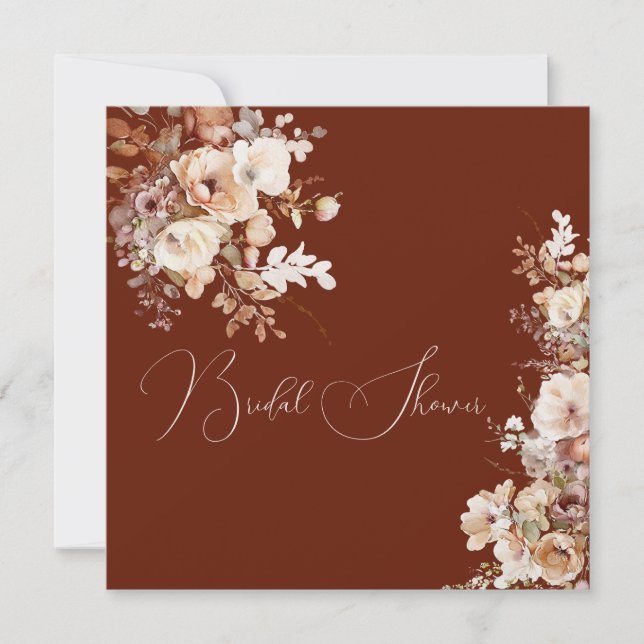 Elegant Simple Field Flowers Bridal Shower Fall Invitation (Front)