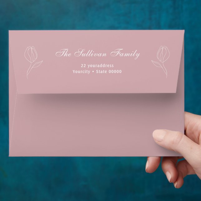 Elegant simple floral blush envelope (Hand)
