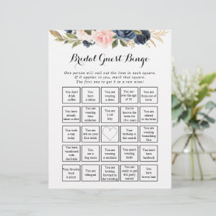 Elegant Simple Floral Bridal Guest Bingo Game