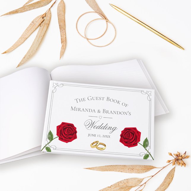 Elegant Simple Floral Classic Wedding Guest Book (Creator Uploaded)