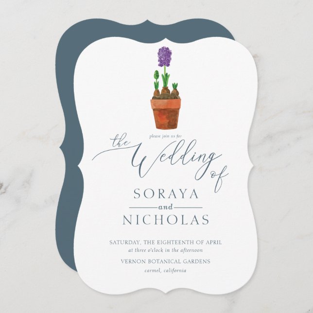 Elegant Simple Floral Watercolor Wedding Invitation (Front/Back)