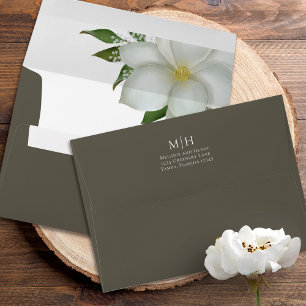 Elegant Simple Floral White Botanical Magnolia Envelope