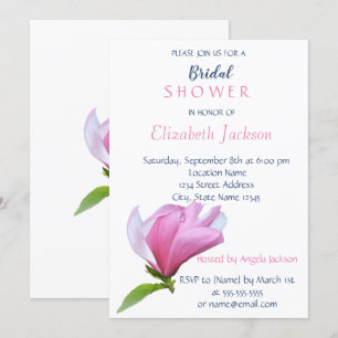 Elegant Simple  Flower,Magnolia  Bridal Shower Invitation