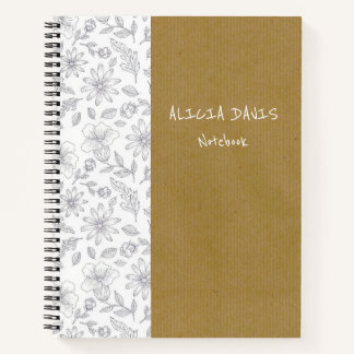 Elegant Simple Flowers Kraft background Notebook