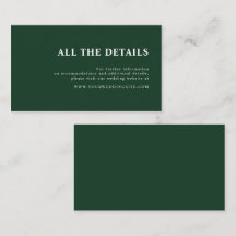 Elegant Simple Forest Green Fall Wedding Details