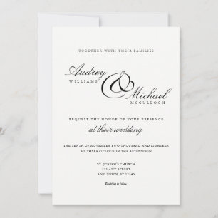 Elegant Simple Formal Black and White Wedding Invitation