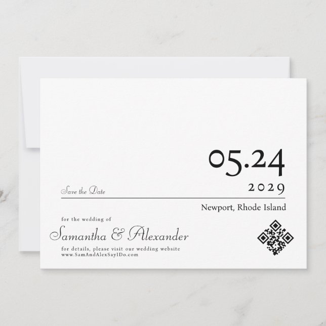 Elegant Simple Formal Script Non-Photo Wedding  Save The Date (Front)