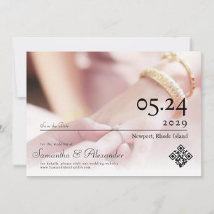 Elegant Simple Formal Script Unique Photo Wedding  Save The Date
