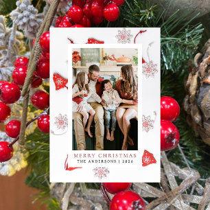 Elegant Simple Frame Christmas Family 1 Photo Holiday Card