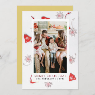 Elegant Simple Frame Christmas Family 1 Photo Holiday Card