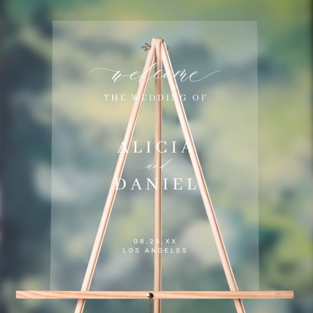Elegant simple frosted wedding welcome sign (Neutral)
