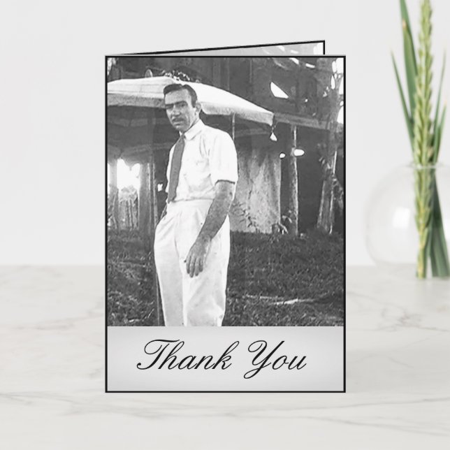 Elegant Simple Funeral Black  White Thank You Card (Front)